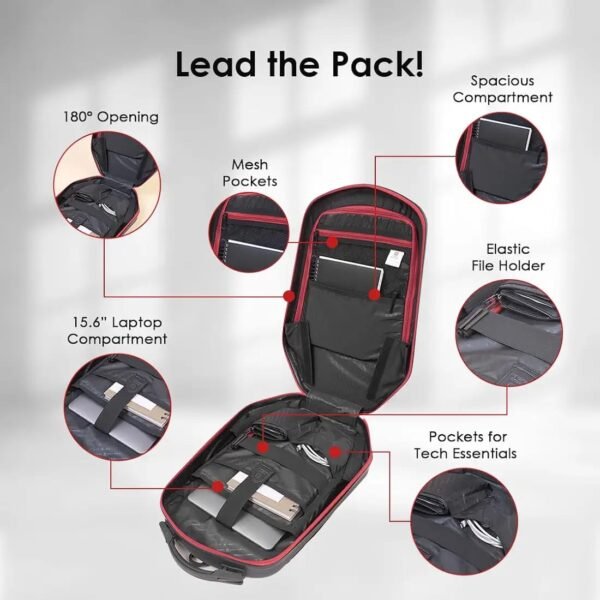 Swiss Military Hard Shell Travel Backpack | Durable Laptop Backpack with Anti-Theft Design | Water-Resistant & Shockproof | Business, Office & Travel Use - Image 4